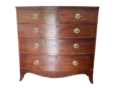 Lot 781 - Georgian bow fronted mahogany chest of two...