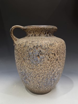 Lot 528 - A large West German pottery jug, mottled blue...