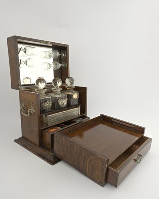 Lot 165 - A Victorian oak and silvered metal banded...