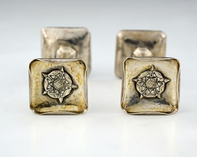 Lot 66 - Omar Ramsden, a pair of Arts and Crafts silver...