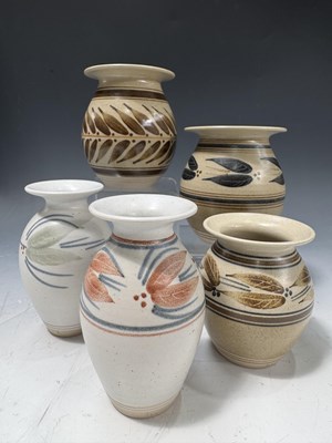 Lot 153 - Louise Darby, five studio pottery vases, the...
