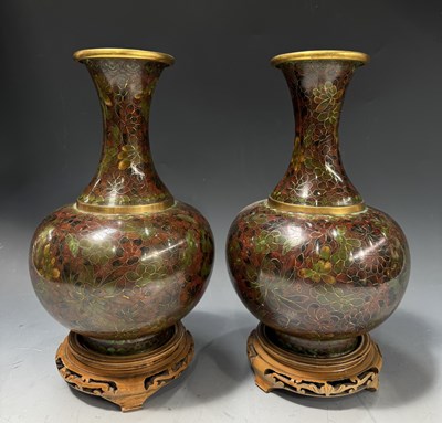 Lot 161 - Two baluster form Chinese cloisonne vases on...