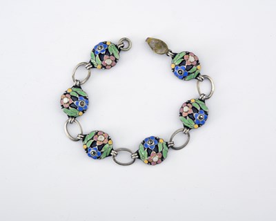 Lot 24 - Bernard Instone, a polychrome enamel marcasite bracelet