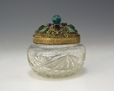 Lot 164 - A Palais Royale gilt metal and gem set lidded...
