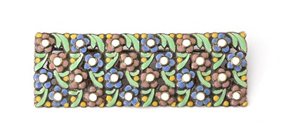 Lot 16 - Bernard Instone, a silver enamel floral brooch