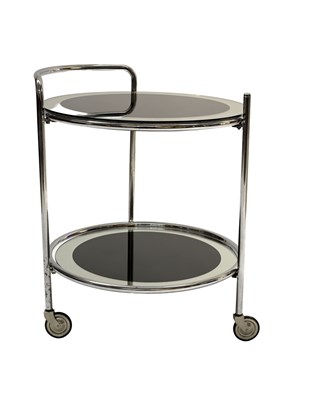 Lot 376 - An Art Deco chrome and glass two tier cocktail...