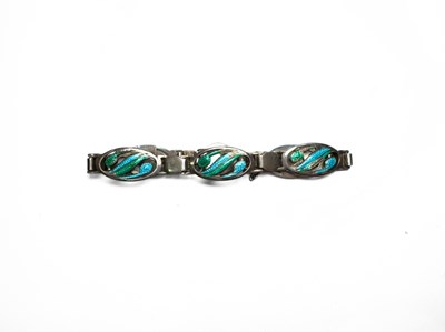 Lot 468 - James Fenton (attr.), an Arts & Crafts silver enamel bracelet