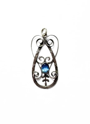 Lot 482 - A Jugendstil silver blue paste foliate pendant