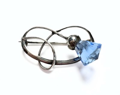 Lot 481 - An early to mid 20th century silver blue paste thistle brooch