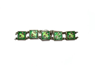 Lot 498 - An Art Nouveau silver enamel bracelet