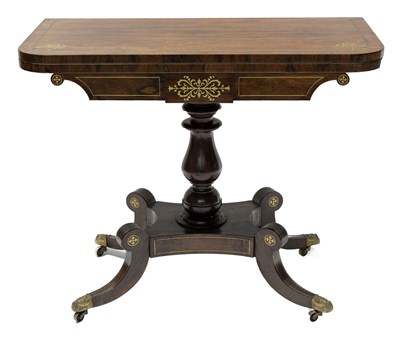 Lot 360 - A Regency rosewood library pedestal games...