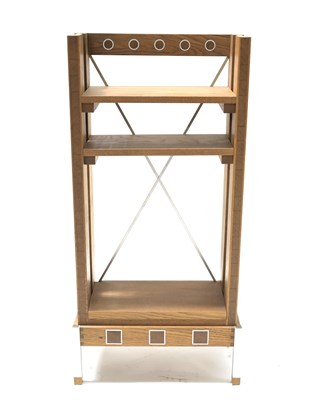Lot 365 - A custom-made oak freestanding set of shelves,...
