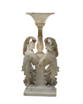 Lot 124 - A large alabaster table lamp, circa 1920s,...