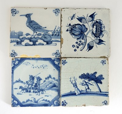 Lot 599 - Dutch and English blue and white Delft tiles,...
