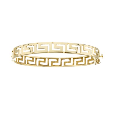 Lot 72 - A 14ct gold Greek key motif bangle bracelet