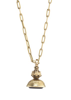 Lot 23 - A 19th century carnelian intaglio seal fob pendant, with later 9ct gold chain
