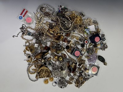 Lot 372 - A large selection of silver, costume jewellery and watches
