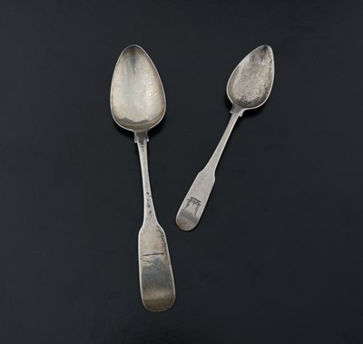 Lot 168 - Two nineteenth-century fiddle pattern spoons,...