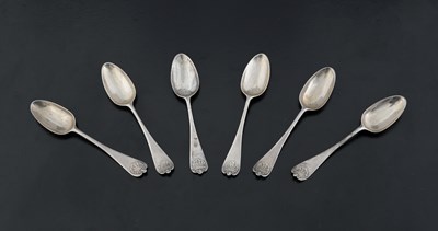 Lot 113 - A set of six eighteenth-century silver shell...