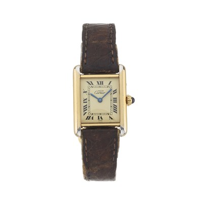 Lot 225 - Cartier, a silver-gilt Must De Cartier Tank wrist watch