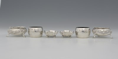 Lot 306 - Three pairs of hallmarked silver salts, to...