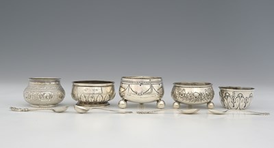 Lot 363 - Five silver salts, various dates and makers,...