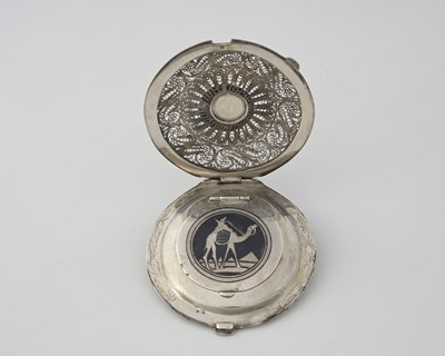 Lot 257 - A mid-20th century Iraqi silver compact, with...