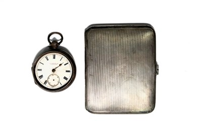 Lot 361 - A silver cigarette case, decorated with engine-...