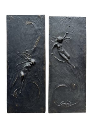 Lot 164 - Gilbert Bayes, a pair of relief moulded...