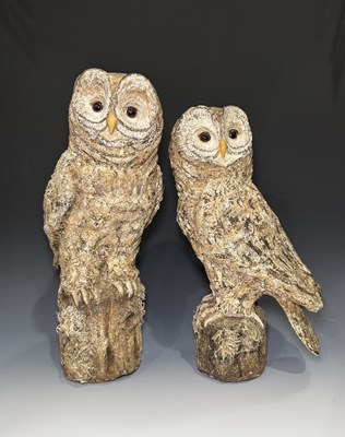 Lot 170 - A pair of papier maché owl statue on...