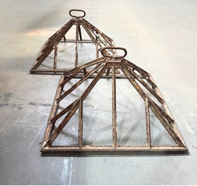 Lot 241 - Two 19th century square based cast iron cloche...