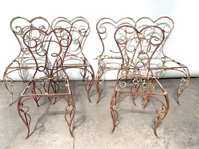 Lot 795 - A set of 6 white painted iron work garden...