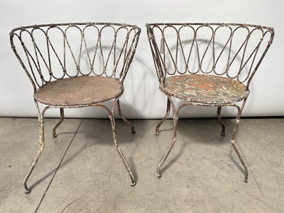 Lot 788 - A pair of painted French metal wire-work type...