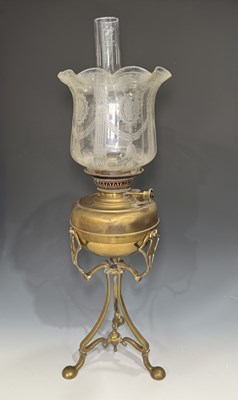Lot 641 - A Prince and Symmons brass oil lamp, c.1900,...