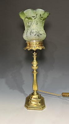 Lot 634 - A brass gas lamp, circa 1890, refurbished as...