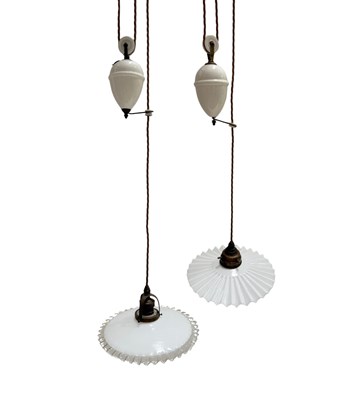 Lot 599 - Two rise and fall ceiling lamps, probably...