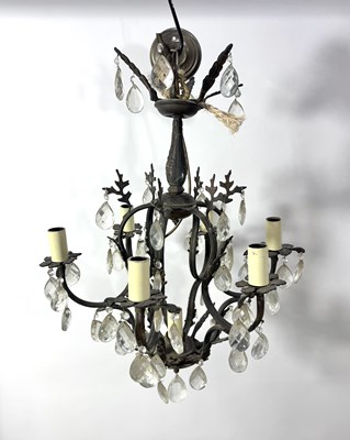 Lot 689 - A hanging light fitting, chandelier type, cast...