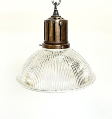 Lot 694 - An English mid-century brassed ceiling light,...