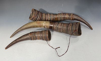 Lot 266 - Two Yak horns, 19th century, possibly Tibetan,...