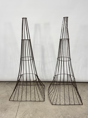 Lot 800 - A pair of vintage wire work fish trap-type...
