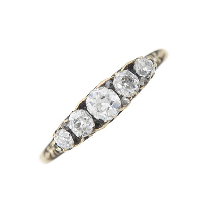 Lot 10 - A late Victorian 18ct gold diamond five-stone ring