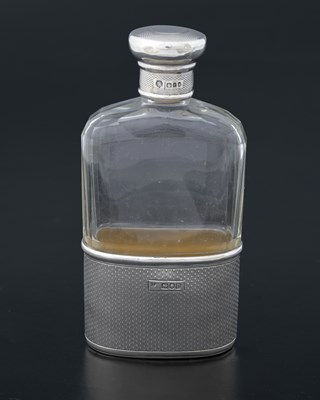 Lot 342 - A George V silver and glass spirit or hip...