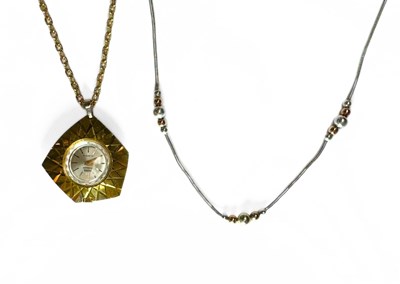 Lot 452 - A vintage Fero Feldmann fob watch, on chain and a silver necklace