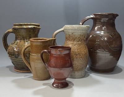 Lot 116 - A collection of studio pottery jugs; Ray Finch...