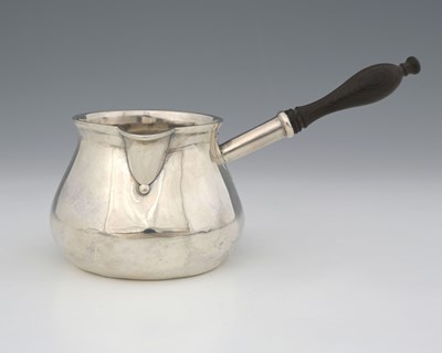 Lot 371 - A George II silver saucepan or brandy pan, of...
