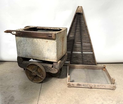 Lot 733 - A galvanised steel truck or barrow, on wooden...