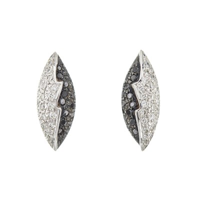 Lot 78 - A pair of 14ct gold black diamond and diamond earrings