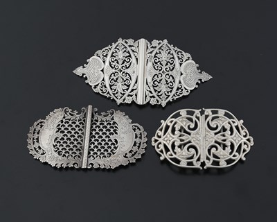 Lot 433 - Three silver buckles, one by William Gallimore...