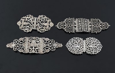 Lot 449 - Four silver buckles, one cast example by...