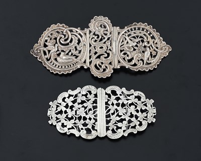 Lot 436 - Two silver buckles, one cast example by Walter...